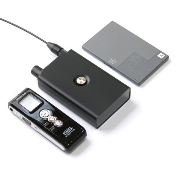 カードタイプ薄型盗聴器CDW-500＋受信機UZ-10＋録音機【高音質受信録音セット】　SET-IC
